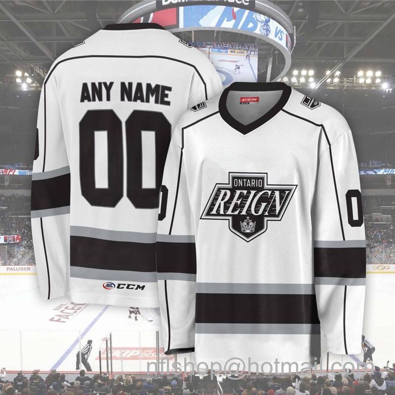 Men's Youth Customized Ontario Reign AHL White CCM Hockey Stitched Jersey