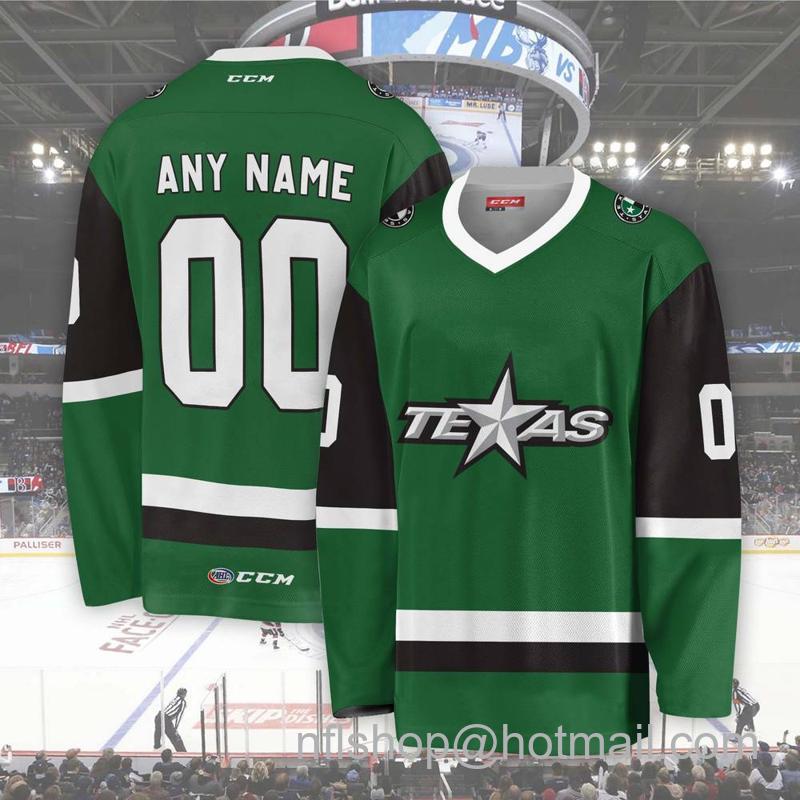 Men's Youth Customized Texas Stars AHL Green CCM Hockey Stitched Jersey