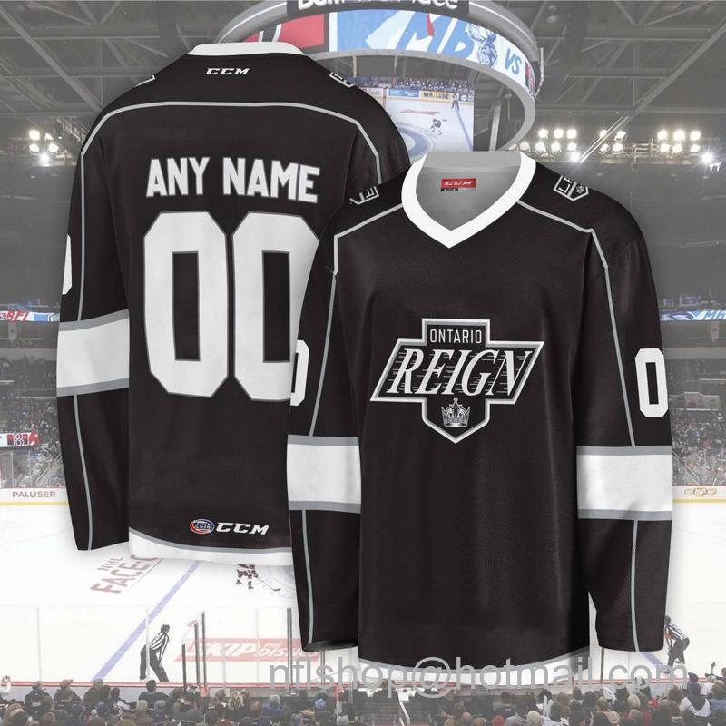 Men's Youth Customized Ontario Reign AHL Black CCM Hockey Stitched Jersey