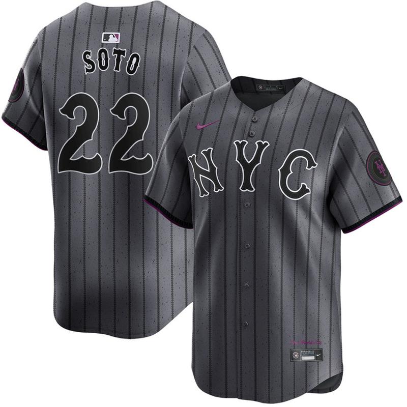 Men's New York Mets #22 Juan Soto Graphite City Connect Nike Limited Stitched Baseball MLB Jersey