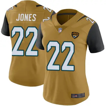 Women's Jacksonville Jaguars #22 Jarrian Jones Vapor Limited Color Rush Gold Nike Stitched NFL Jersey