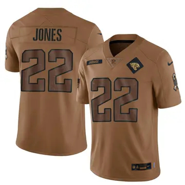 Men's Jacksonville Jaguars #22 Jarrian Jones Vapor Limited 2023 Salute to Service Brown Nike Stitched NFL Jersey