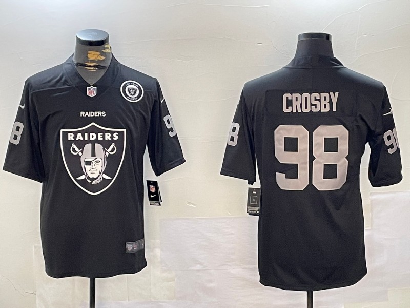 Men's Oakland Raiders #98 Maxx Crosby Black Front Big Team Logo Vapor Untouchable Limited Stitched NFL Jerseys