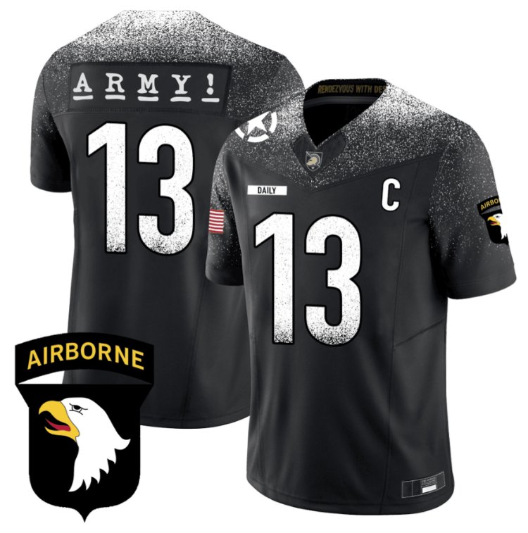 Men's Nike Bryson Daily Jersey #13 Army Black Knights 101st Airborne Division Honoring Black