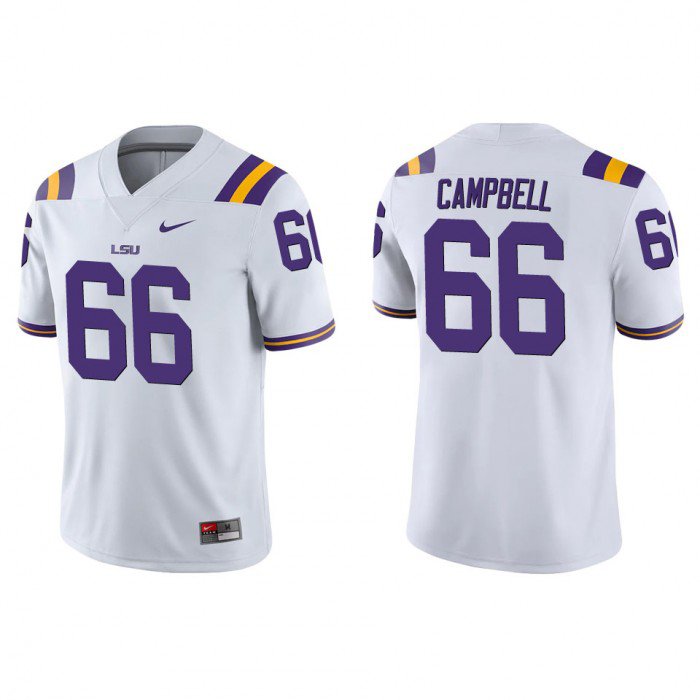 Men's Nike Will Campbell Jersey White #66 LSU Tigers College Football Sitched