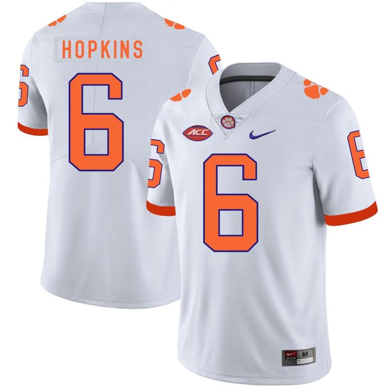 Men's Nike Clemson Tigers #6 DeAndre Hopkins Jersey White College Football Stitched