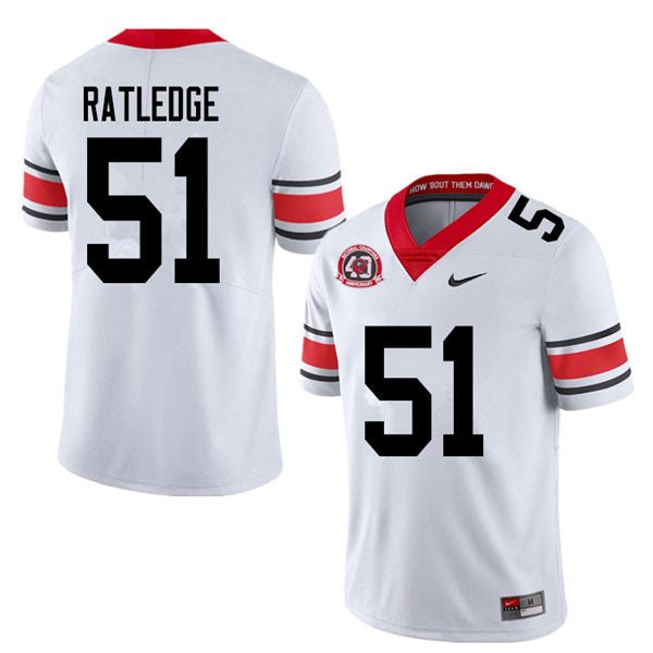 Men's Nike Tate Ratledge UGA Jersey White College Football 40th Anniversary Alternate