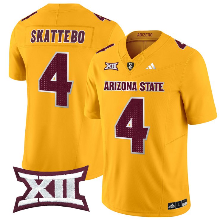 Men's Adidas Cam Skattebo Jersey #4 Arizona State Sun Devils 2024 Vapor Limited Gold