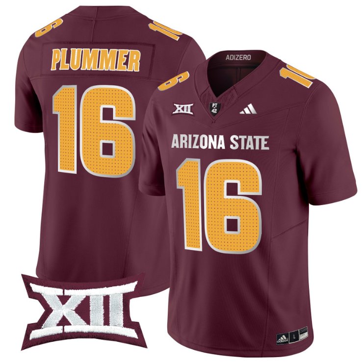 Men's Adidas Jake Plummer Jersey #16 Arizona State Sun Devils 2024 Vapor Limited Maroon