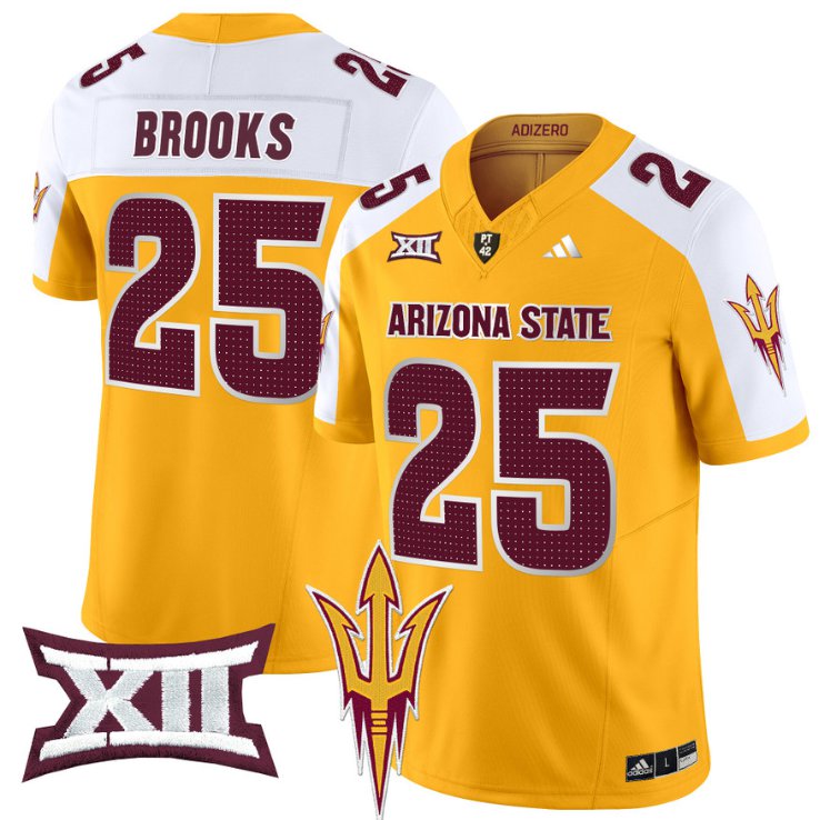 Men's Adidas DeCarlos Brooks Jersey #25 Arizona State Sun Devils 2024 Vapor Limited Gold Alternate