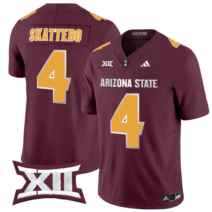 Men's Adidas Cam Skattebo Jersey #4 Arizona State Sun Devils 2024 Vapor Limited Maroon