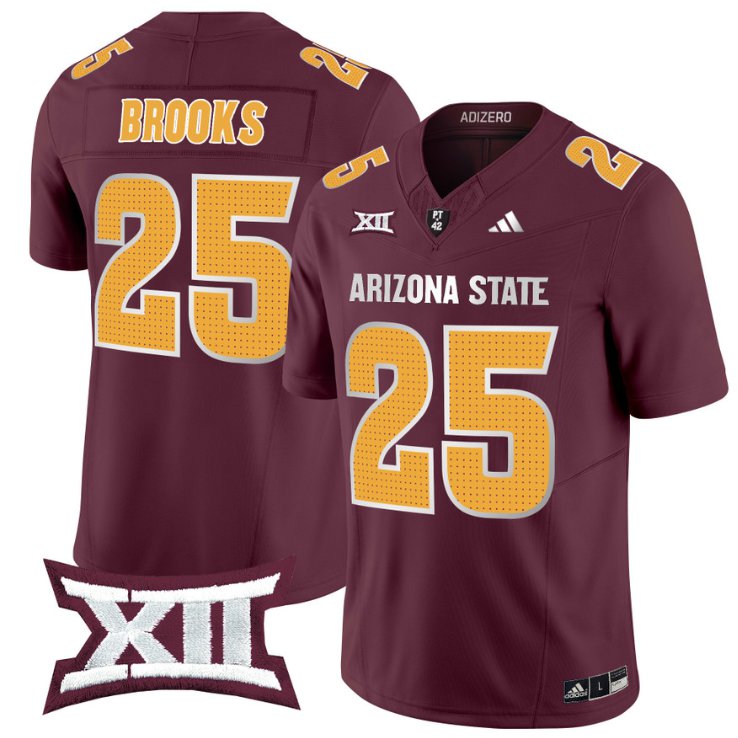 Men's Adidas DeCarlos Brooks Jersey #25 Arizona State Sun Devils 2024 Vapor Limited Maroon