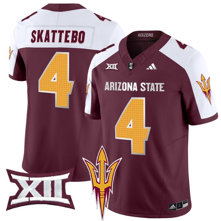 Men's Adidas Cam Skattebo Jersey #4 Arizona State Sun Devils 2024 Vapor Limited Maroon Alternate