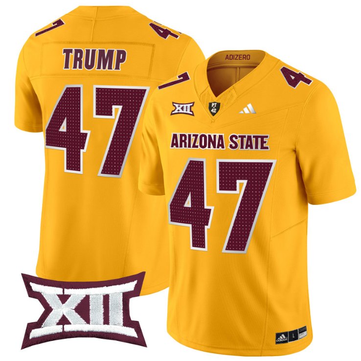 Men's Adidas Donald Trump Jersey #47 Arizona State Sun Devils 2024 Vapor Limited Gold