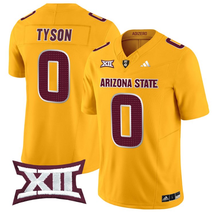 Men's Adidas Jordyn Tyson Jersey #0 Arizona State Sun Devils 2024 Vapor Limited Gold