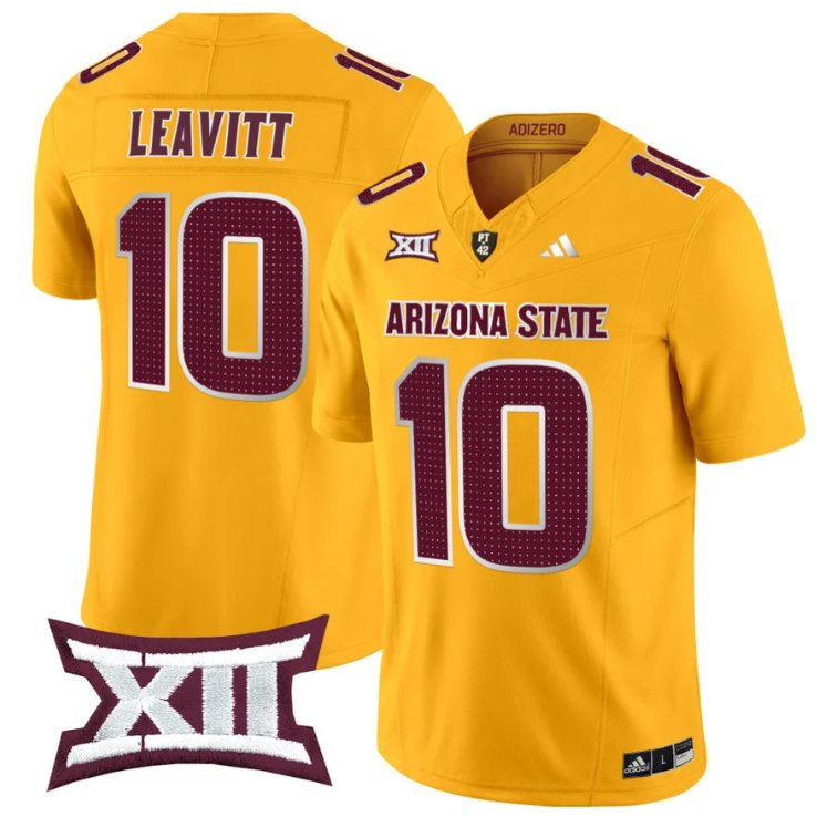 Men's Adidas Sam Leavitt Jersey #10 Arizona State Sun Devils 2024 Vapor Limited Gold