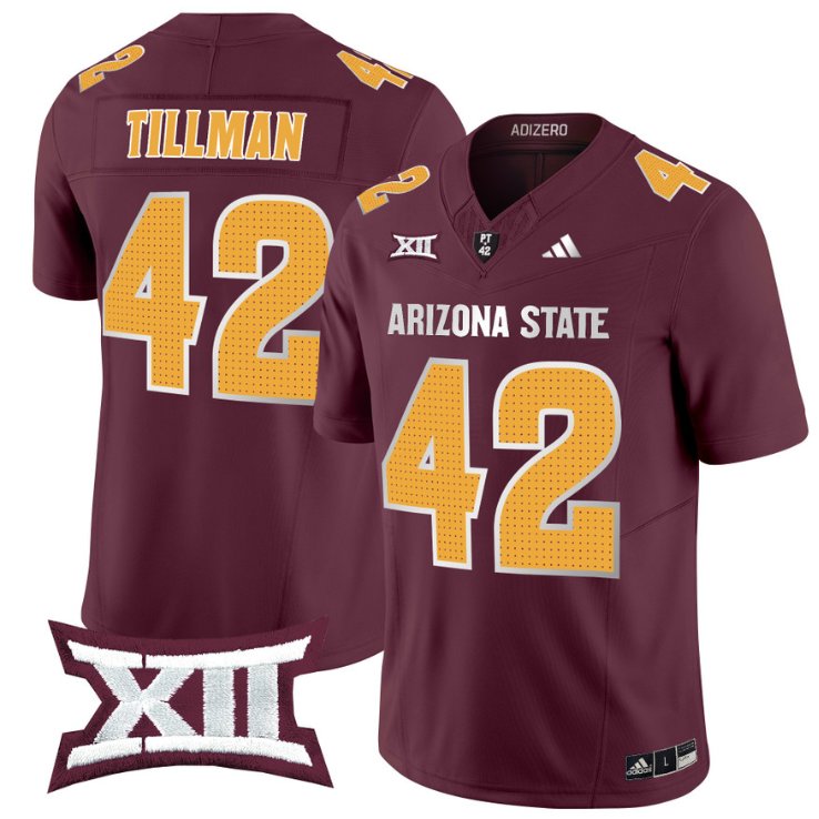 Men's Adidas Pat Tillman Jersey #42 Arizona State Sun Devils 2024 Vapor Limited Maroon