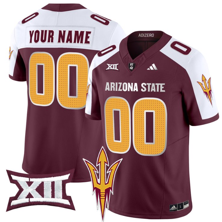 Men's Adidas Custom Arizona State Sun Devils Jersey Name, Number 2024 Vapor Limited Maroon Alternate