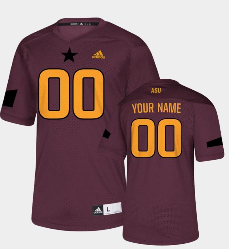 Men's Adidas Custom Arizona State Sun Devils Jersey Name and Number NCAA Football Maroon College