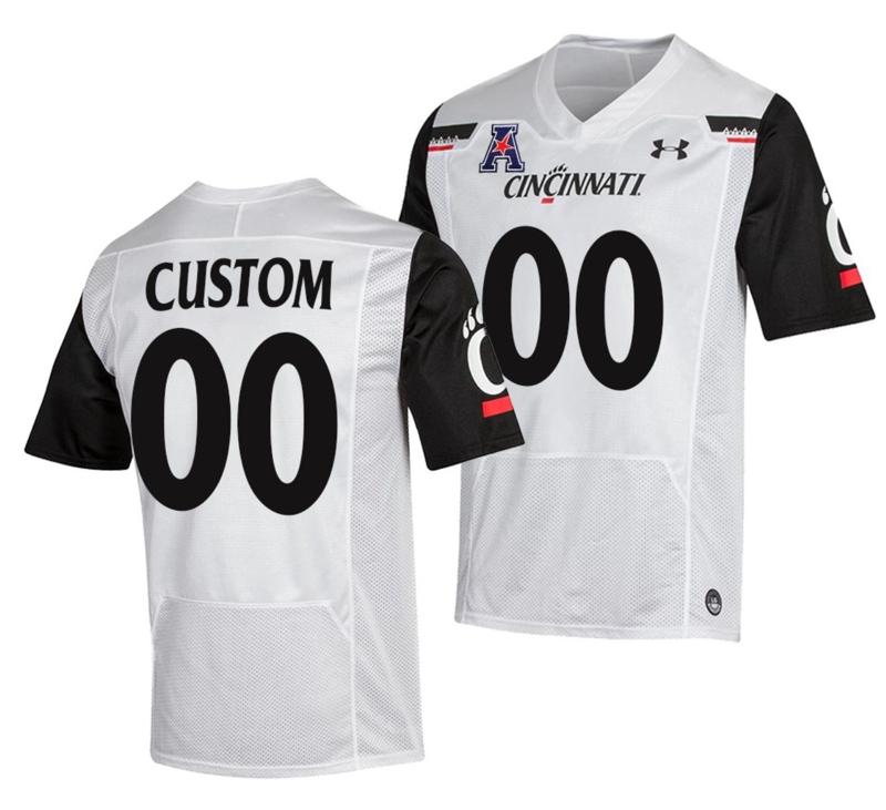 Men's Custom Cincinnati Bearcats Jersey Name and Number NCAA College Football White The American Patch