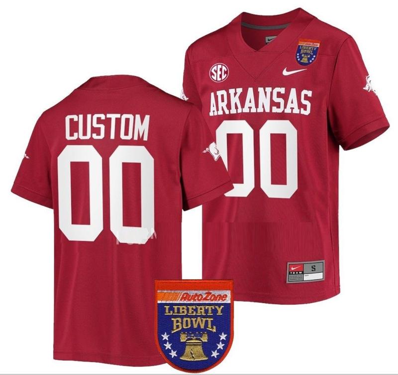 Men's Nike Custom Arkansas Razorbacks Jersey Name and Number NCAA College Football 2022 Liberty Bowl