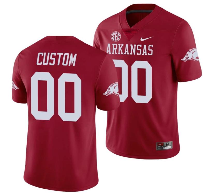 Men's Nike Custom Arkansas Razorbacks Jersey Name and Number NCAA College Football Cardinal