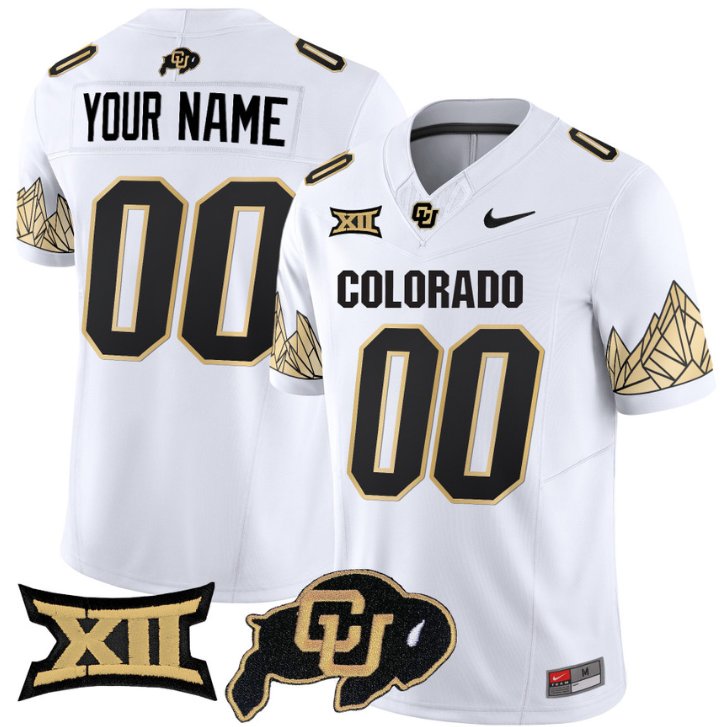 Men's Nike Custom Colorado Buffaloes Jersey Name, Number Vapor Big 12 XII Patch White