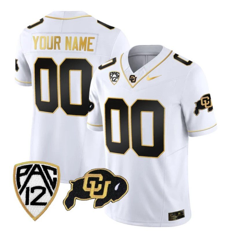 Men's Nike Custom Colorado Buffaloes Jersey Name and Number Vapor Limited Gold College Football White Gold