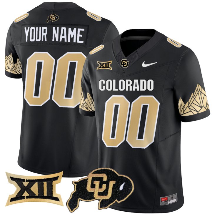 Men's Nike Custom Colorado Buffaloes Jersey Name, Number Vapor Big 12 XII Patch Black