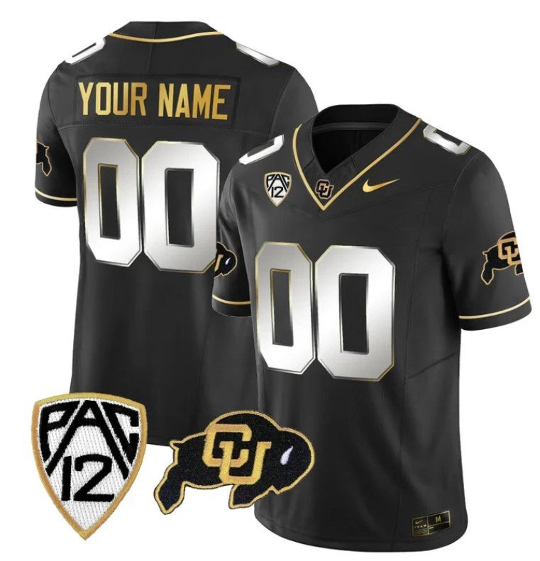 Men's Nike Custom Colorado Buffaloes Jersey Name and Number Vapor Limited Gold College Football Black Limited