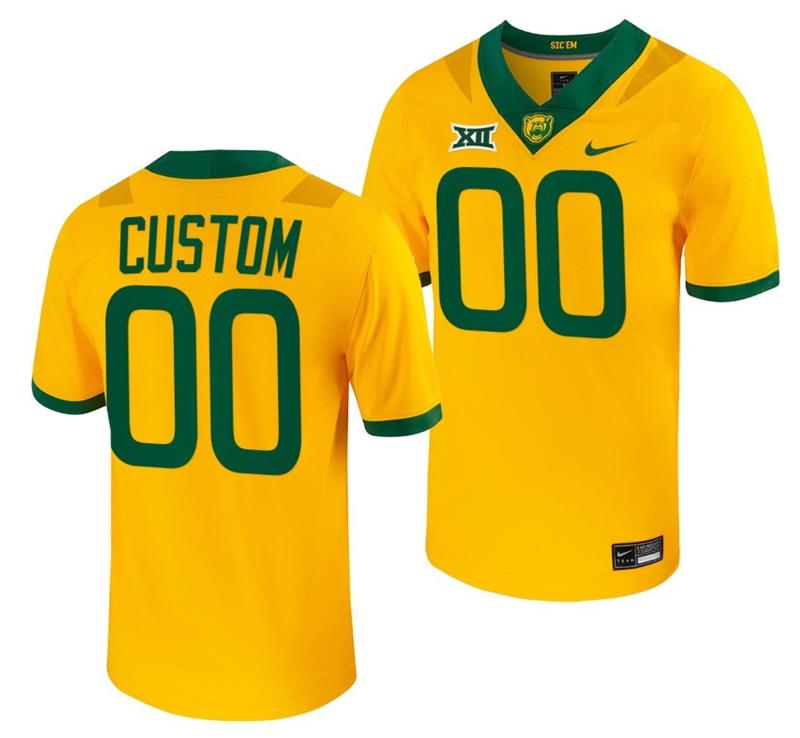 Men's Nike Custom Baylor Bears Jersey Name and Number NCAA College Football Untouchable Gold