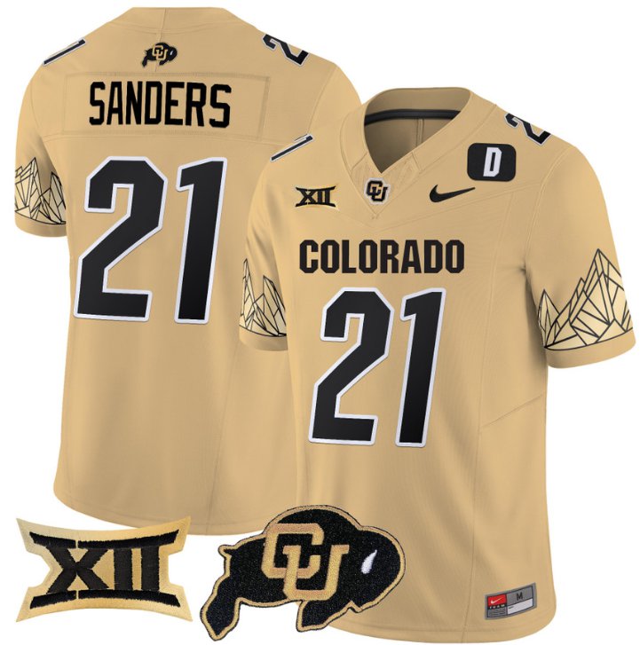 Men's Nike Shilo Sanders Jersey #21 Colorado Buffaloes Vapor Limited Football Gold