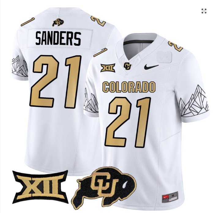 Men's Nike Shilo Sanders Jersey #21 Colorado Buffaloes Football White Home