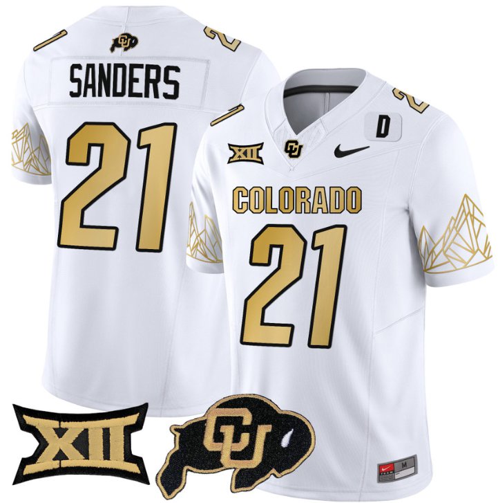 Men's Nike Shilo Sanders Jersey #21 Colorado Buffaloes Vapor Limited Football White Limited