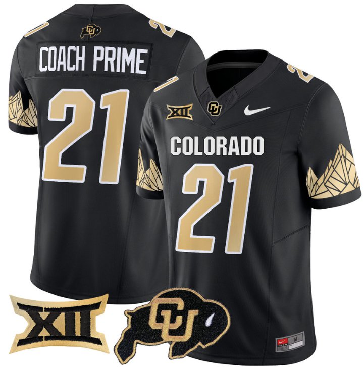 Men's Nike Coach Prime Jersey #21 Colorado Buffaloes Vapor Limited Football Black