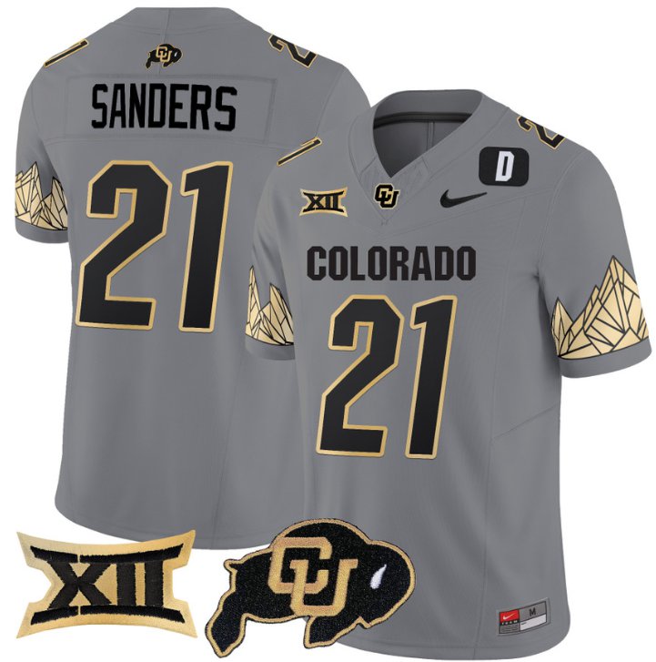 Men's Nike Shilo Sanders Jersey #21 Colorado Buffaloes Vapor Limited Football Gray