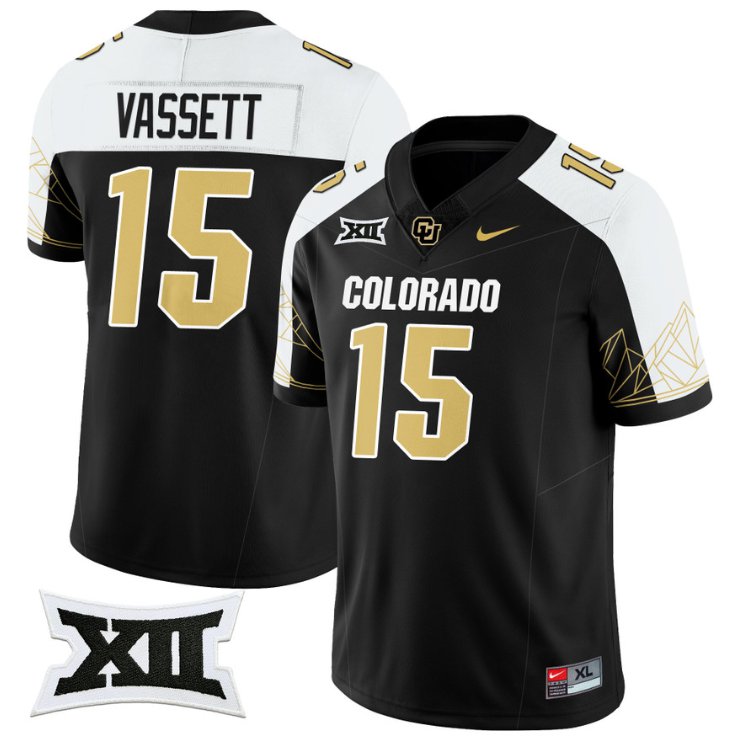 Men's Nike Mark Vassett Jersey #15 Colorado Buffaloes 2024 Vapor Limited NCAA Football Black Alternate