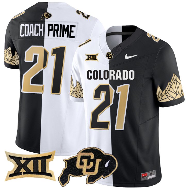 Men's Nike Coach Prime Jersey #21 Colorado Buffaloes Vapor Limited Football Stripeout