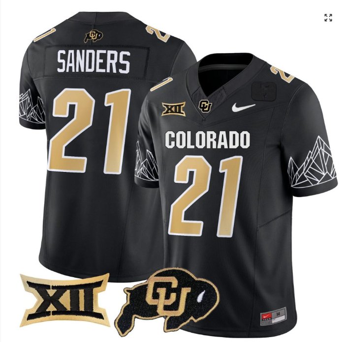 Men's Nike Shilo Sanders Jersey #21 Colorado Buffaloes Football Black Home