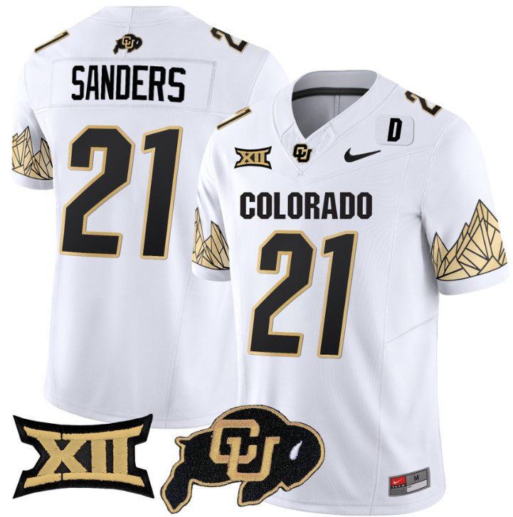 Men's Nike Shilo Sanders Jersey #21 Colorado Buffaloes Vapor Limited Football White