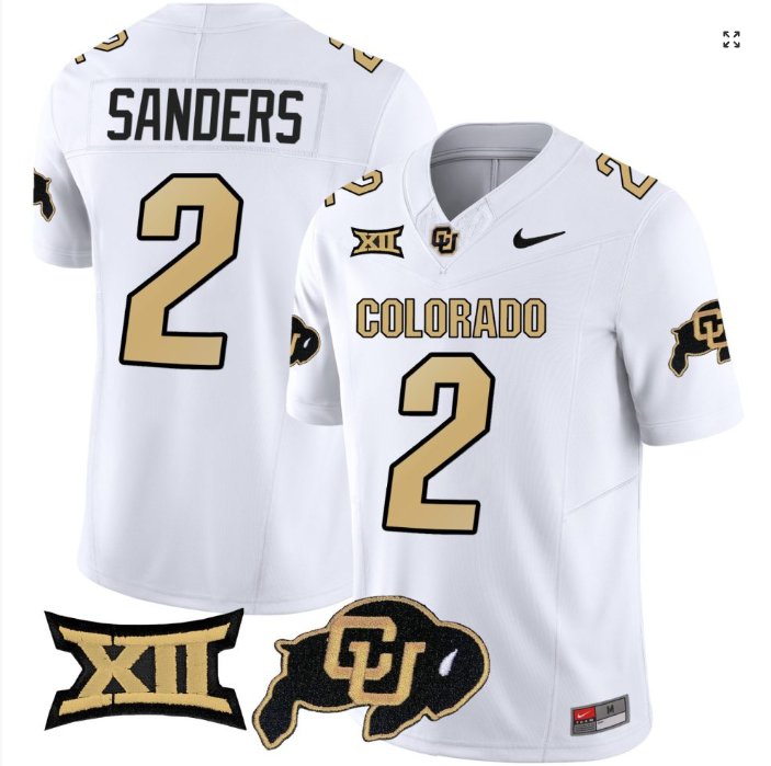 Men's Nike Shadeur Sanders Jersey #2 Colorado Buffaloes Football White Home Alternative