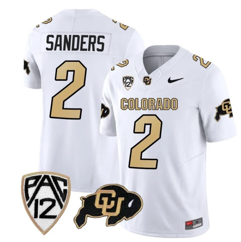 Men's Nike Colorado Buffaloes Shedeur Sanders Jersey #2 Vapor Limited College Football All Stitched White