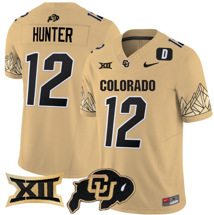 Men's Nike Travis Hunter Jersey #12 Colorado Buffaloes Vapor Limited Football Gold