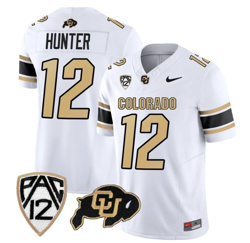 Men's Nike Colorado Buffaloes Travis Hunter Jersey #12 Vapor College Football All Stitched White