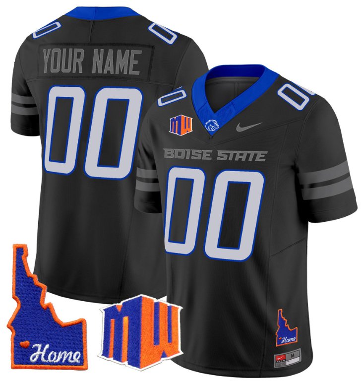 Men's Nike Custom Boise State Broncos Jersey Name, Number Home Patch Vapor Football Black