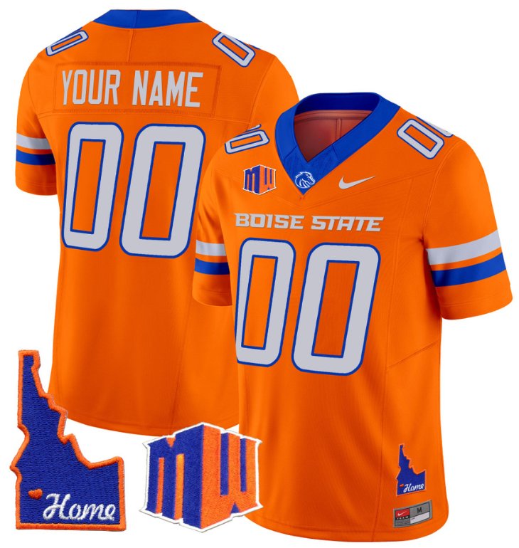 Men's Nike Custom Boise State Broncos Jersey Name, Number Home Patch Vapor Football Orange