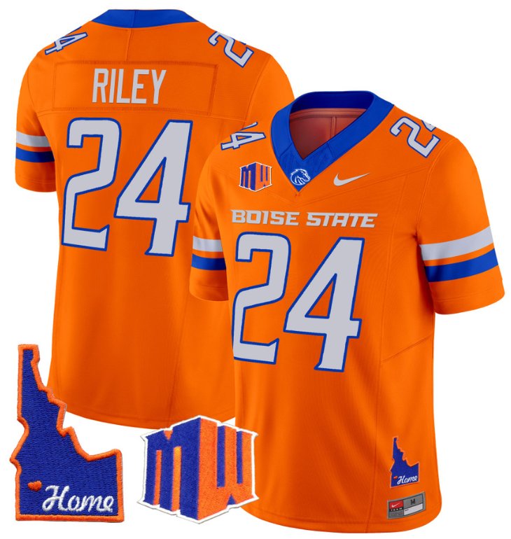 Men's Nike Dylan Riley Jersey #24 Boise State Broncos 2024 Home Patch Vapor Football Orange