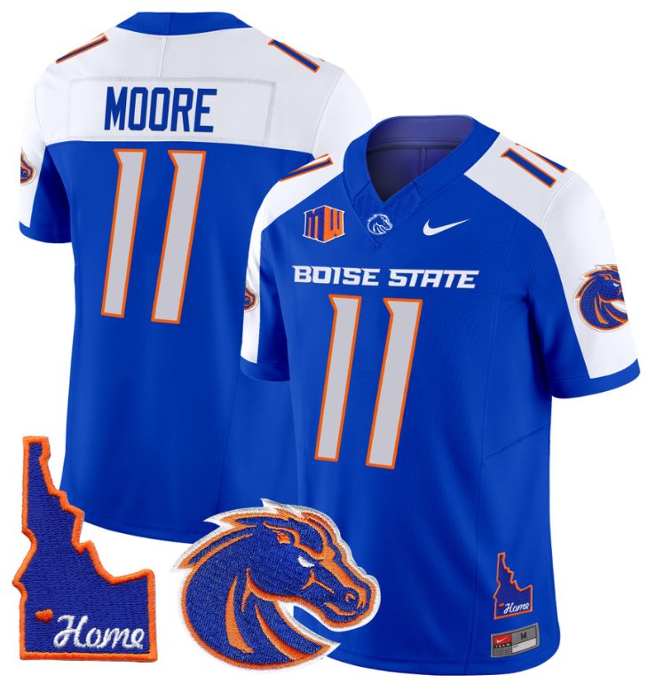 Men's Nike Kellen Moore Jersey #11 Boise State Broncos 2024 Home Patch Vapor Football Royal Alternate