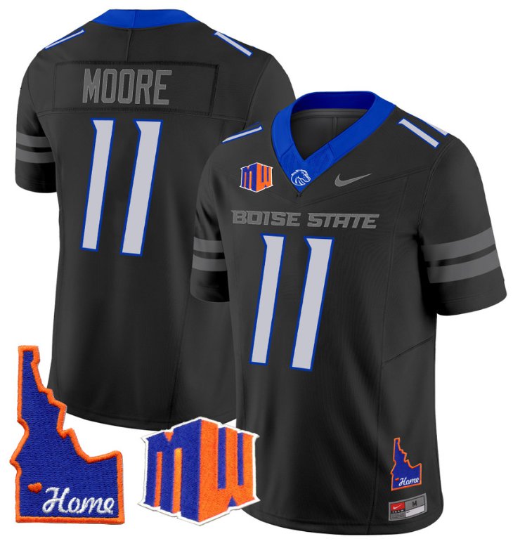 Men's Nike Kellen Moore Jersey #11 Boise State Broncos 2024 Home Patch Vapor Football Black