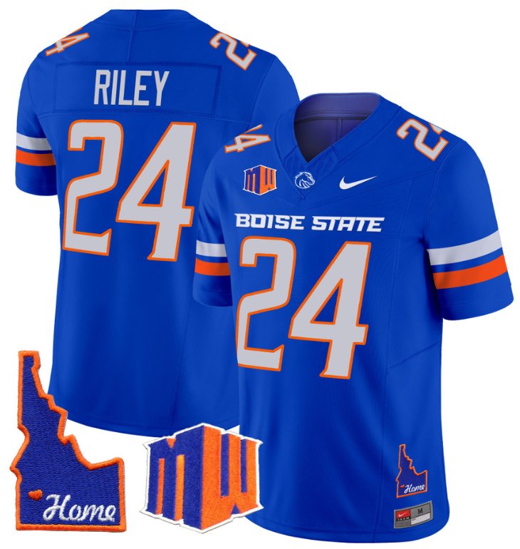 Men's Nike Dylan Riley Jersey #24 Boise State Broncos 2024 Home Patch Vapor Football Royal